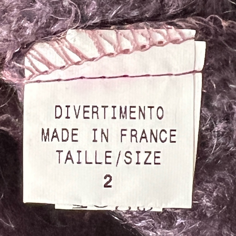Divertimento Women’s 2 Mohair Knit Cardigan Sweater Purple Xs Made In France - Picture 15 of 15
